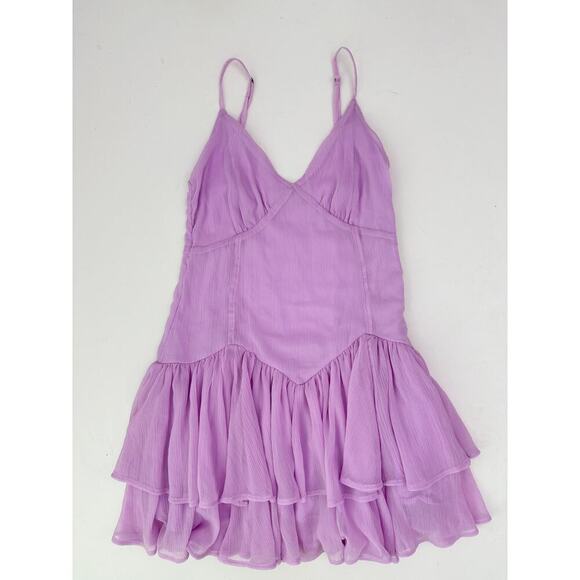 Abercrombie & Fitch purple drop waist ruffle mini dress - size small - Picture 2 of 5